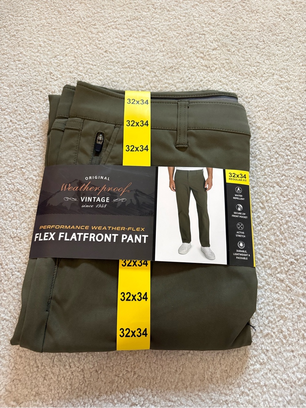 Weatherproof Flex Flatfront Pant in Olive